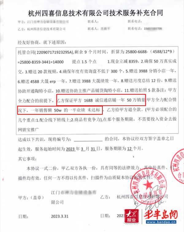 网店代运营“无效果”杭州四喜退费上演”拖”字诀(图1)